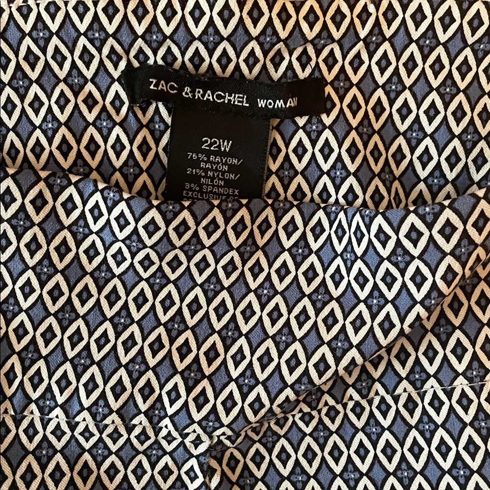 Zac & Rachel Diamond Pattern Pants - Black and Blue and White 22W